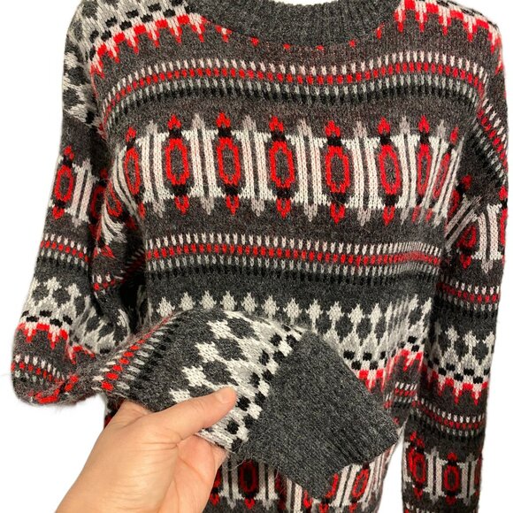 Stunning Orlon Campus Vintage Sweater in Gray and Red - Picture 3 of 7